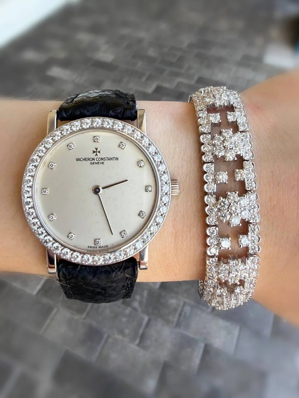 Vintage Vacheron Constantin Geneve  31540 18K White Gold Factory Diamond Watch